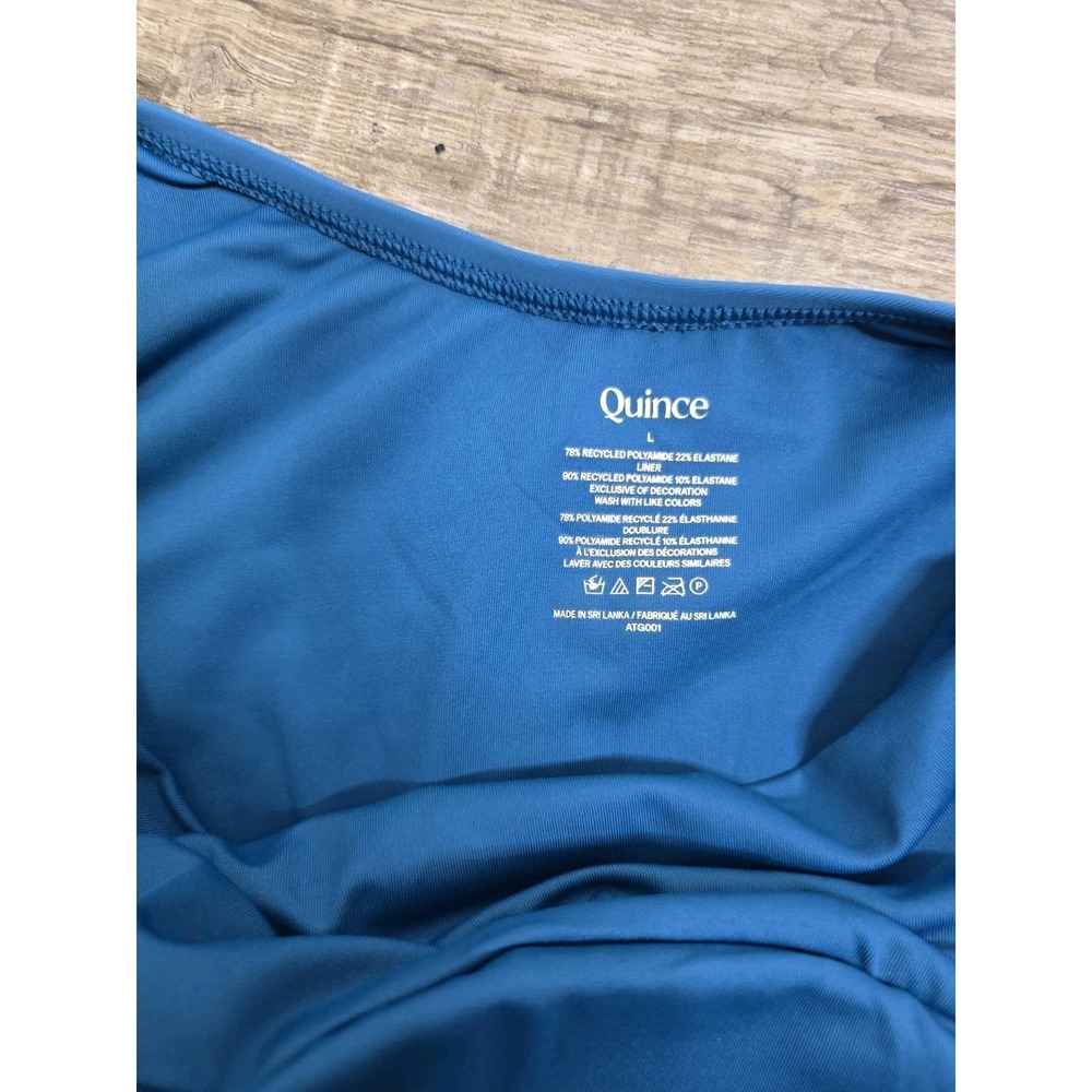 NWT Quince Lagoon Teal Blue Italian Cross-Back One-Piece Swimsuit Size Large - Picture 12 of 13